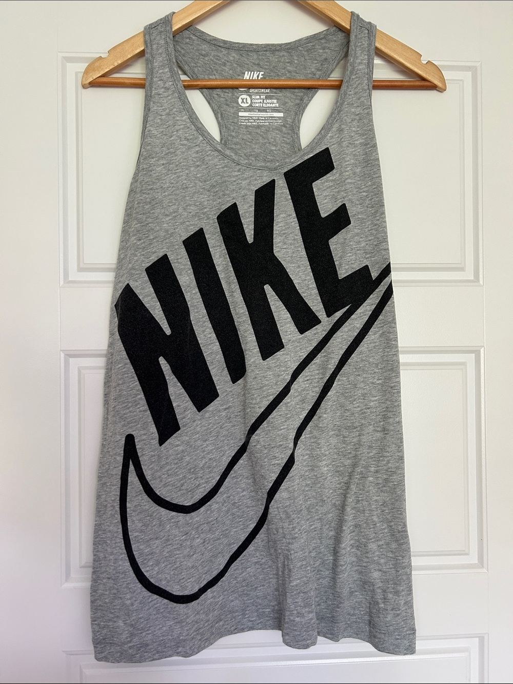 Nike Gray Racerback Tank with Large Black NIKE Script